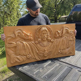 Trinity of Grace” Hand-Carved Jesus & Holy Spirit Wood Wall Art – 22.75