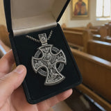 S925 Sterling Silver Double-Sided Crucifix & St. Michael Pendant Necklace