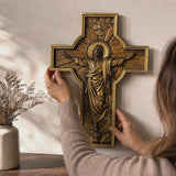 The Ascension Cross - Hand-Carved Jesus Crucifix with Holy Spirit Dove