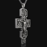 S925 Silver Orthodox Crucifixion Necklace – Detailed Christian Cross Pendant with 24-Inch Chain