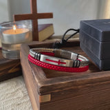 Two‑Layer Braided Leather Cross Bracelet
