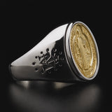 Saint Benedict Medal Stainless Steel Cross Ring