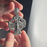 Michael Archangel and Crucifixion Front and Back Engraved 925K Sterling Silver Pendant Necklace