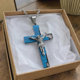 Stainless Steel Cross Pendant with Scripture – Comes with a 24-inch chain