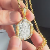 Handmade S925K Silver Madonna Holding Child Necklace