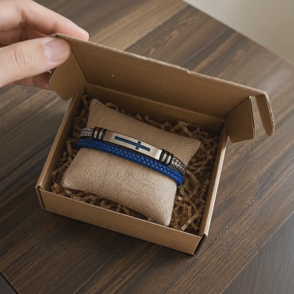 Two‑Layer Braided Leather Cross Bracelet - product video preview 10