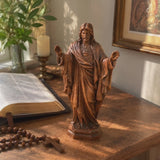 Hand Carved Sacred Heart of Jesus Virgin Mary Wooden Tabletop Ornament
