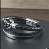 Anchor of Hope Double-Wrap Braided Leather Bracelet