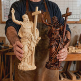 “He Is Risen” — Hand-Carved Boxwood Jesus Resurrection Statue | Symbol of Hope, Faith & New Life