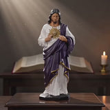 Handcrafted and Hand-Painted Beechwood Desktop Ornament: Sacred Heart of Jesus