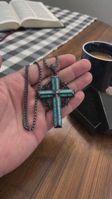 "By His Wounds We Are Healed" - Handcrafted Turquoise Crown of Thorns Cross - A Daily Symbol of Hope & Protection