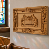 Hand-Carved Boxwood Last Supper Wall Art – Jesus & 12 Apostles Christian Relief Sculpture