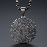 Vintage Titanium Seven Archangel's Seal Pendant - Amulet against evil eyes, curses, spells