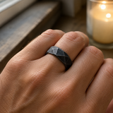 Geometric Faceted Faith Ring – Black Antiqued Copper Band - Christian gift presentation