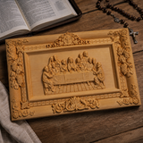 Hand-Carved Boxwood Last Supper Wall Art – Jesus & 12 Apostles Christian Relief Sculpture