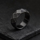 Geometric Faceted Faith Ring – Black Antiqued Copper Band for daily faith wear and Christian gifting