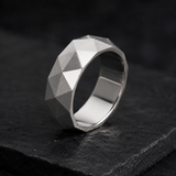 Geometric Faceted Faith Ring – Black Antiqued Copper Band - product view