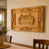 Hand-Carved Boxwood Last Supper Wall Art – Jesus & 12 Apostles Christian Relief Sculpture