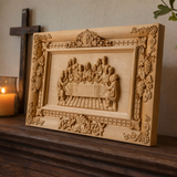 Hand-Carved Boxwood Last Supper Wall Art – Jesus & 12 Apostles Christian Relief Sculpture