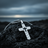 Silver Celtic Cross - Volcanic Rock Moody