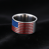 Silver Flag Ring - Black Velvet Macro
