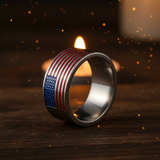Patriotic American Flag Enamel Titanium Steel Ring jewelry product image
