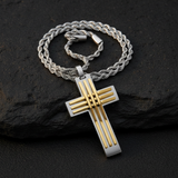 Silver Gold Cross – Stone Flatlay