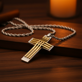 Silver Gold Cross - Walnut Candlelight