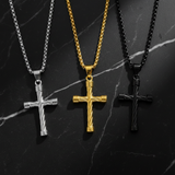Three Color Cross - Dark Marble Flat Lay