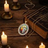 Vintage wooden surface with Bible and candles