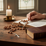 Vintage wooden surface with Bible