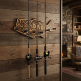 Wood Bass Fishing Rod Holder detail photo 3 for wood home decor display