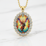 Stained Glass Archangel & Jesus Crystal Necklace – Wear the Light of Faith for daily faith wear and Christian gifting