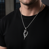 Worn on chest black crew neck