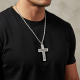 Worn on chest black t-shirt