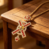 Royal Crown Monogram X Christ Icon Cross Pendant Necklace
