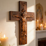 Bgcopper Holy Trinity Crucifix Wood Decor