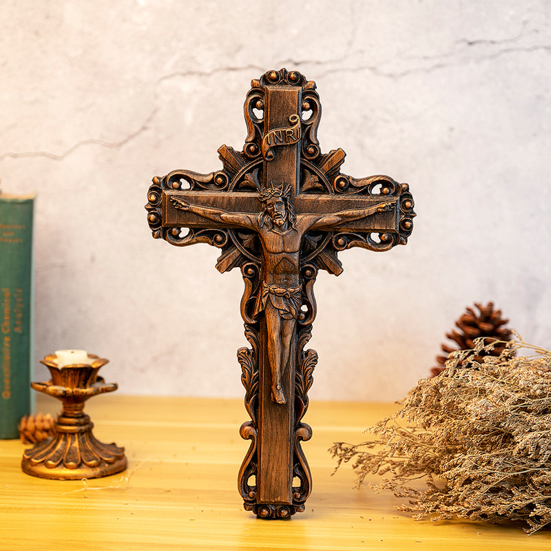 Kruzifix aus Eschenholz, Jesus Christus, hölzernes Kreuz Geschenk der Liebe