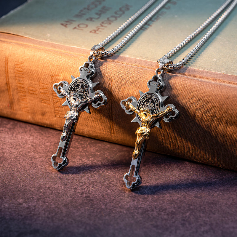 St. Benedict Exorcism Faith Cross Necklace - Perfect Religious Gift Choice