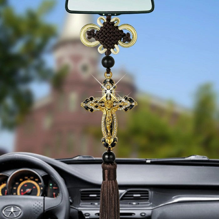 Diamond Car Jesus Cross Pendant