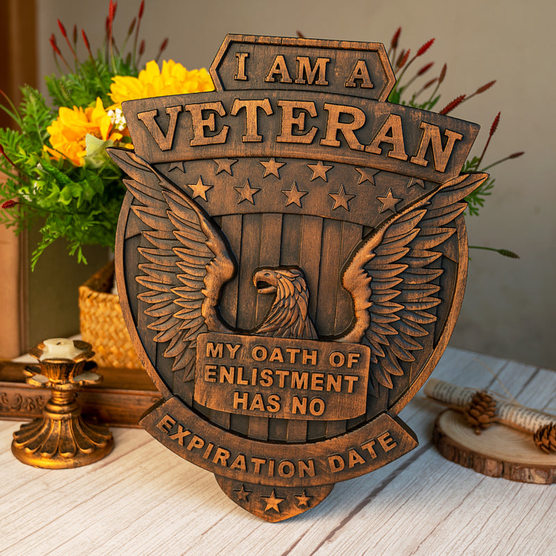 I Am a Veteran Wood Carving wall decoration - Best Veterans Day Gift