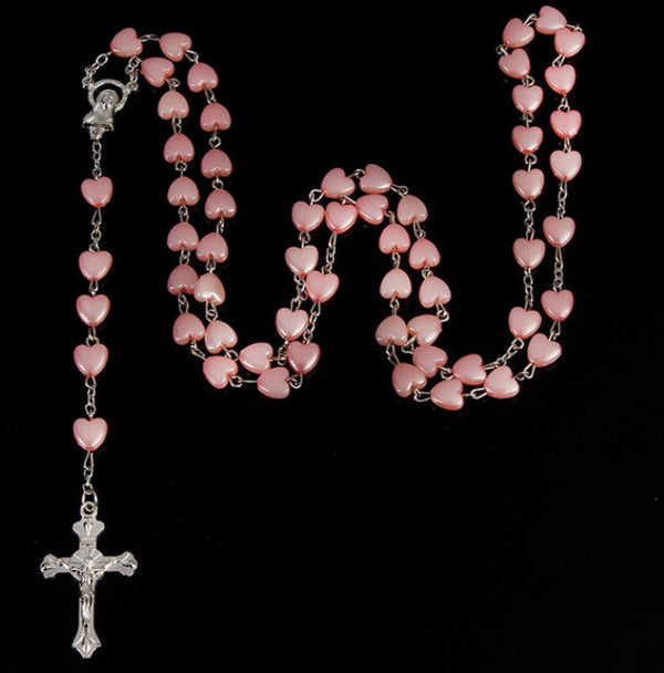 Pink Heart Glass Love Rosary