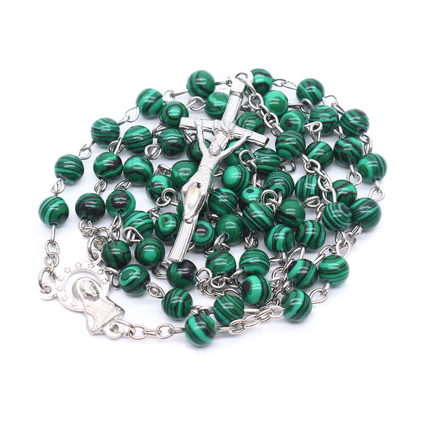 Natural malachite rosary