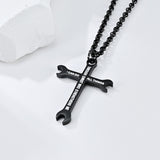 Men's Stainless Steel Wrench Cross Necklace
