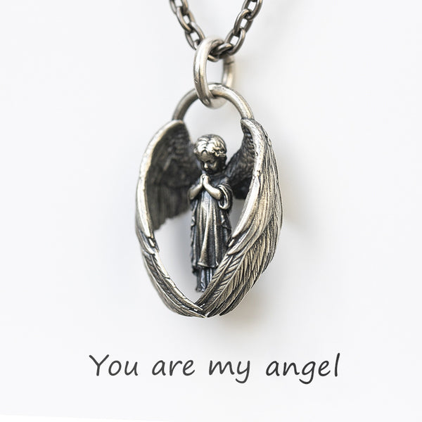 Praying Angel Pendant Necklace - You are my angel