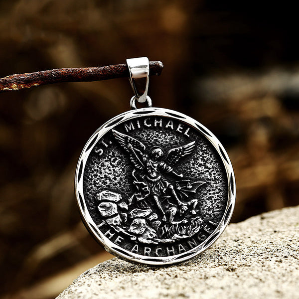 Bgcopper ST.Michael Archangel Stainless Steel Necklace,the patron Saint of law enforcement