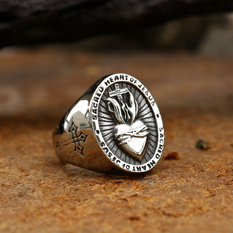 Sacred Heart Medallion Ring