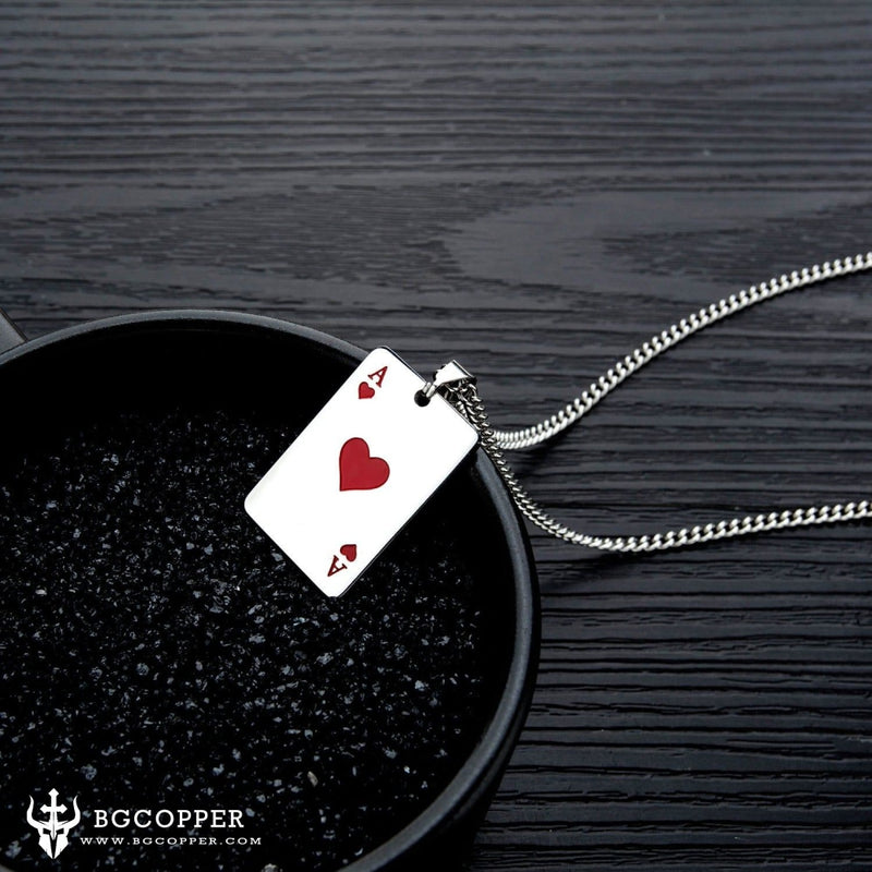 Men Statement Poker Lucky Ace of Spades Pendant Necklace Black Silver Color  Stainless Steel Jewelry Fortune Playing Cards - AliExpress