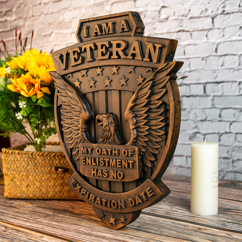 I Am a Veteran Wood Carving wall decoration - Best Veterans Day Gift