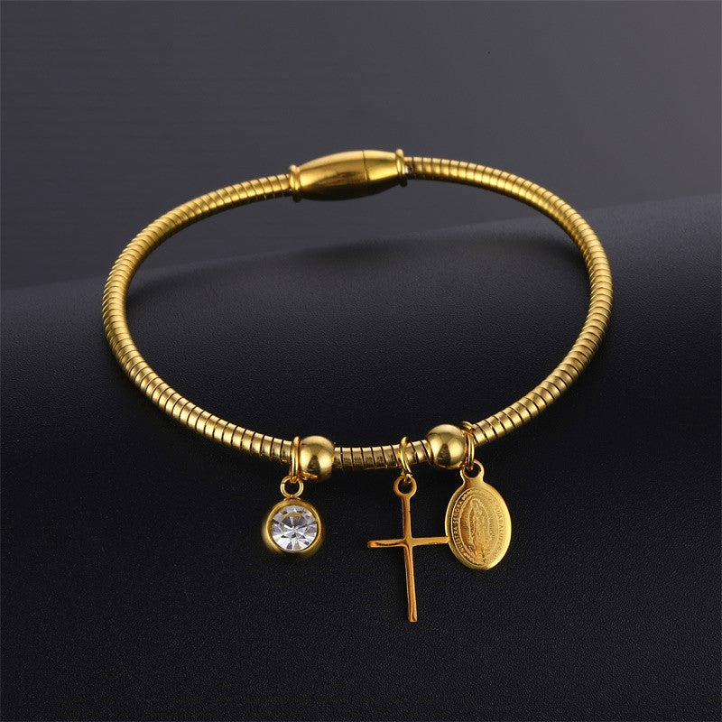Virgin Mary Cross Bracelet